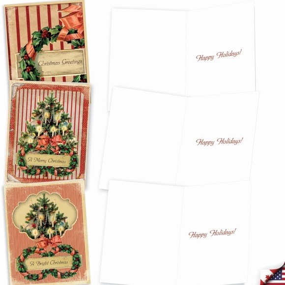 The Best Card Company 10 Retro Christmas Greeting Cards with Envelopes - Picture 5 of 8
